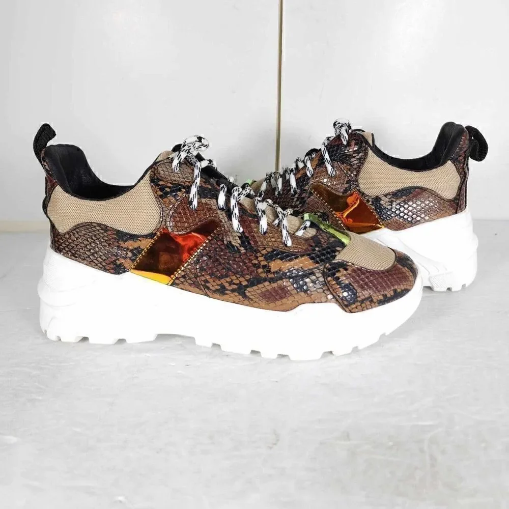 John Geiger Men's 003 US 7 Brown Python Law Top Casual Fashion Sneakers Shoes